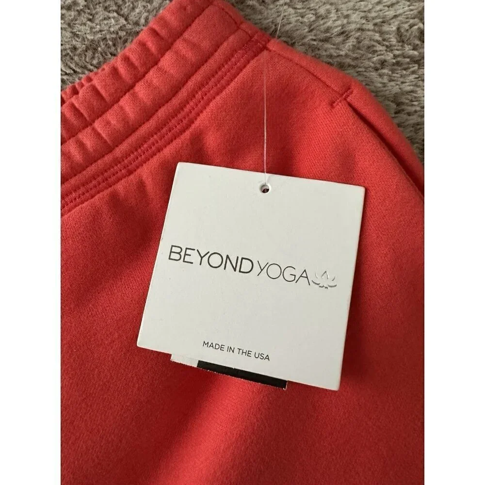 Beyond Yoga On The Go Cotton Blend Joggers Sweatpants S Orange $98 NWT